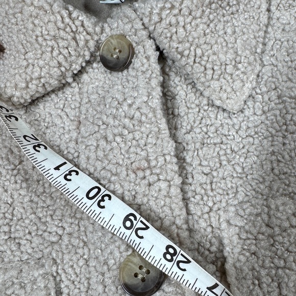 Joie Teddy Sherpa Oversized Button Front Shacket Faux Suede Lined Cream Jacket S - Picture 8 of 16